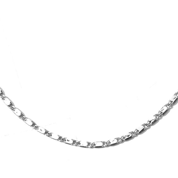 18K White Gold Plated Bar Link Chain Necklace - 17.5" - Picture 2 of 2